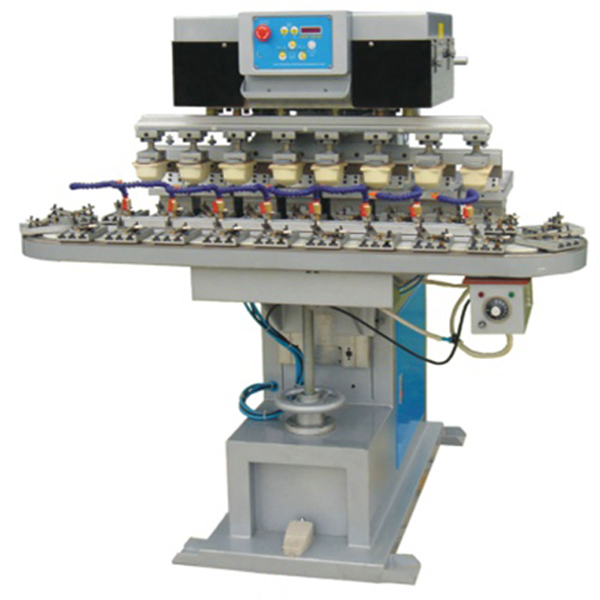 M8C 8 color pad printing machine with conveyor